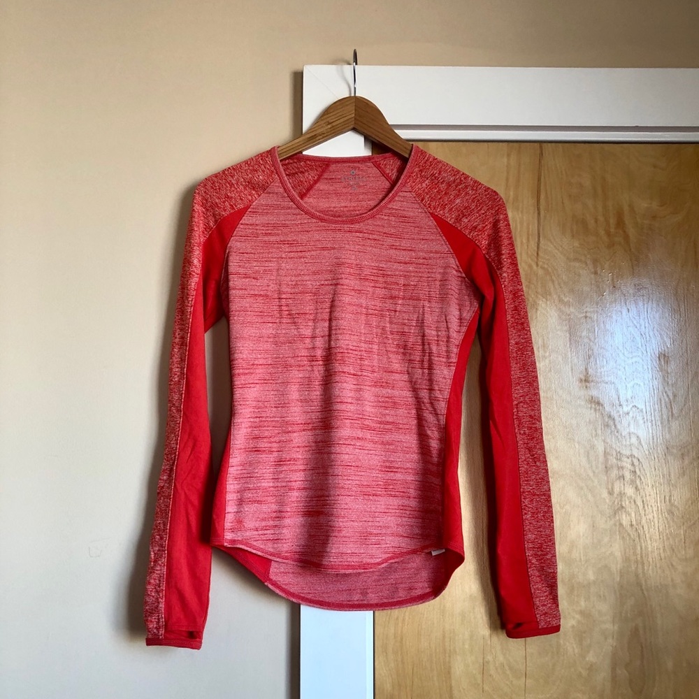 Athleta activewear red heathered long sleeve top